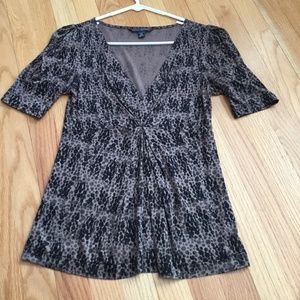 Banana Republic Print Elbow Sleeve Pleat T